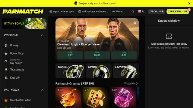 Parimatch casino screenshot